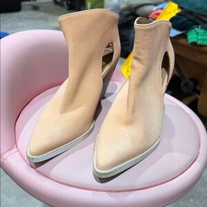 Free People Tan Cutout Ankle Booties